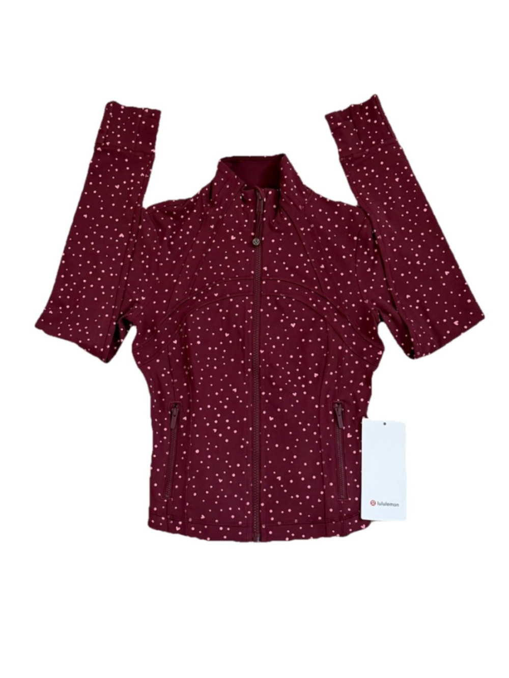 LULULEMON DEFINE CROPPED JACKET BURGUNDY DOT PINK SIZE 2 NWT